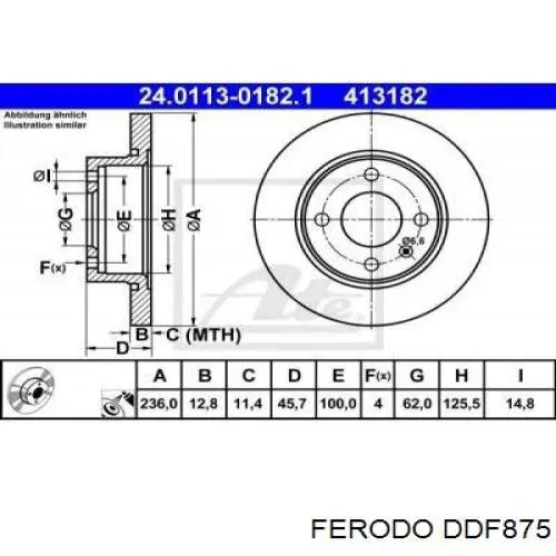 DDF875 Ferodo Диск тормозной передний