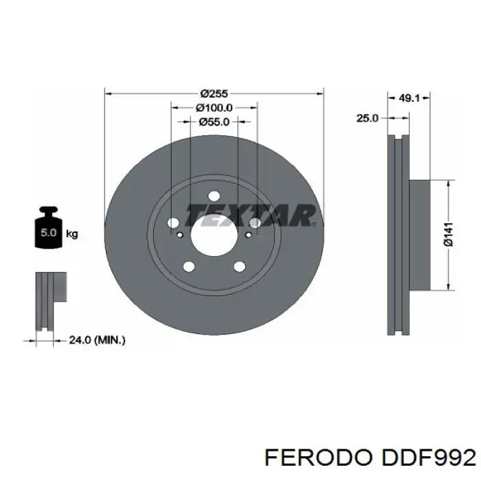 Freno de disco delantero DDF992 Ferodo