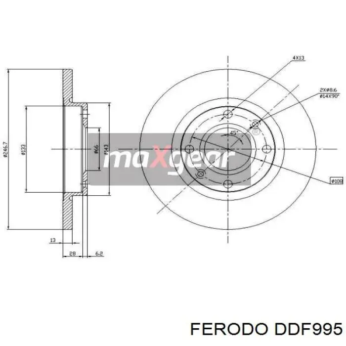 Тормоз дисковый передний Ferodo DDF995 цена, от 25.59 USD