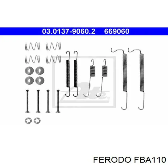 Kit de montaje, zapatas de freno traseras FBA110 Ferodo