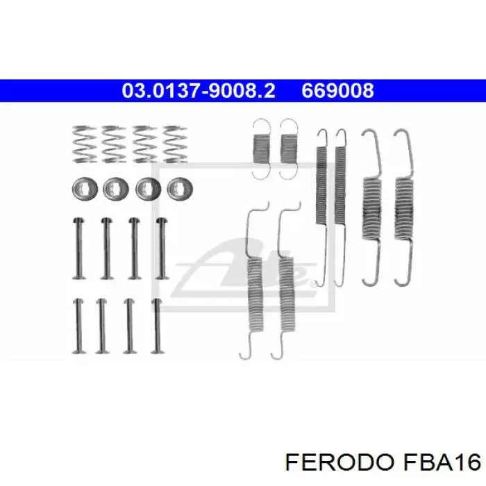 Kit de montaje, zapatas de freno traseras FBA16 Ferodo