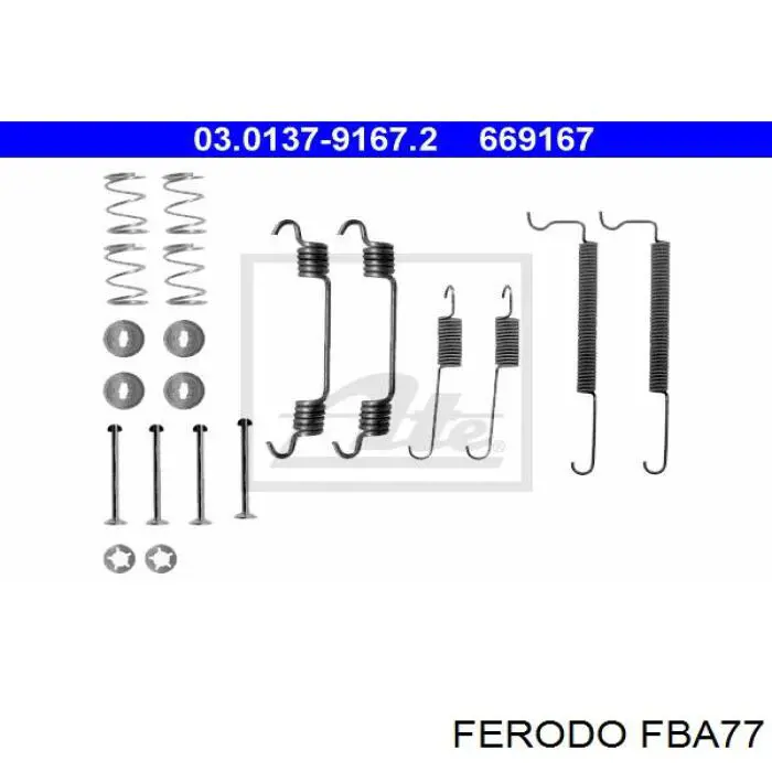 Kit de montaje, zapatas de freno traseras FBA77 Ferodo