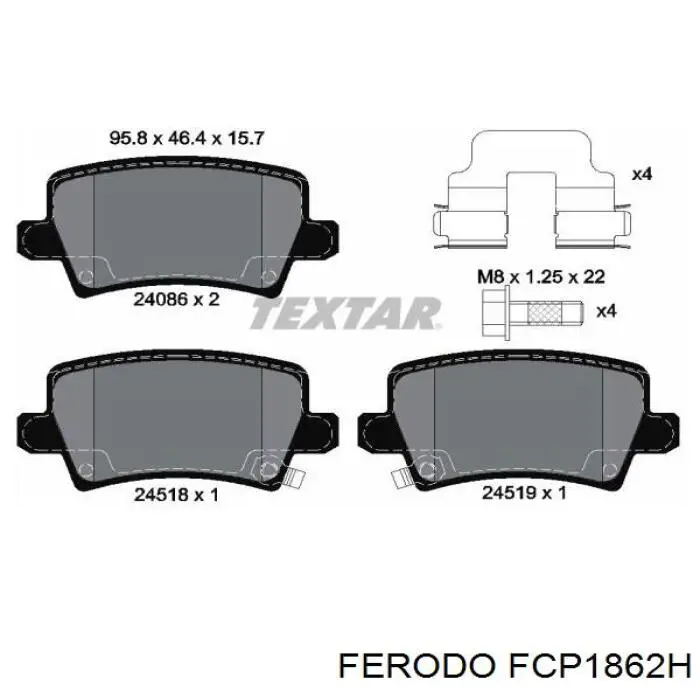 FCP1862H Ferodo колодки тормозные задние дисковые