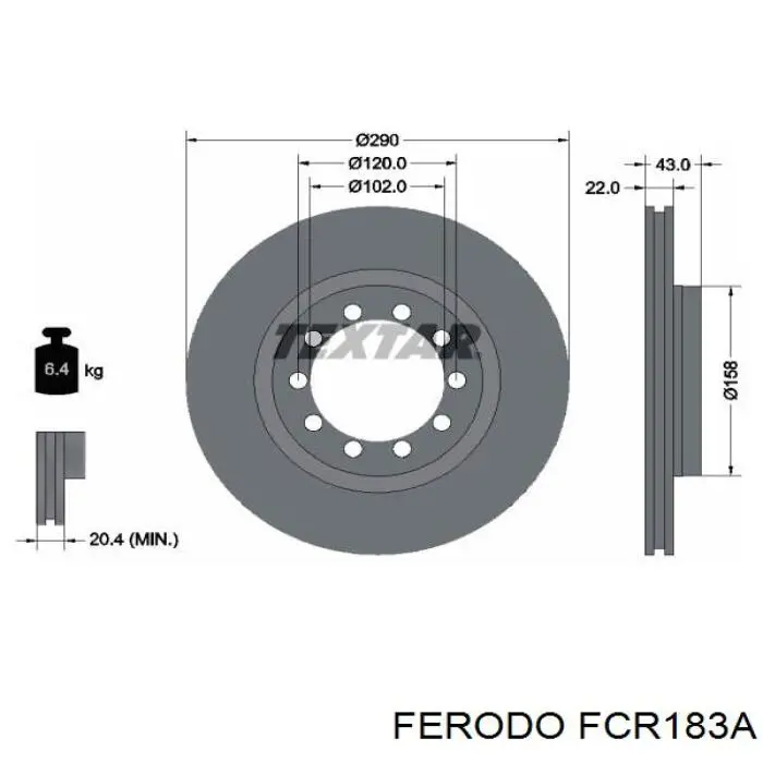 FCR183A Ferodo диск тормозной передний