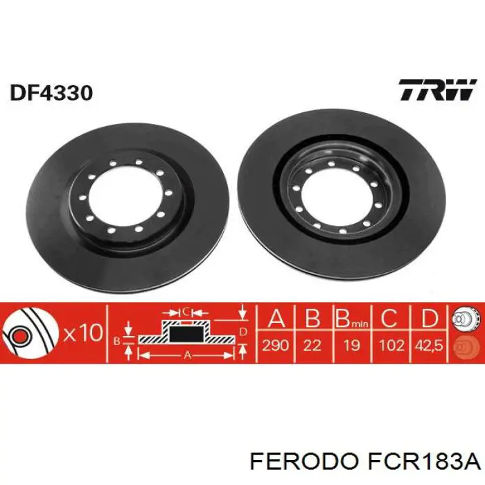 Передние тормозные диски FCR183A Ferodo