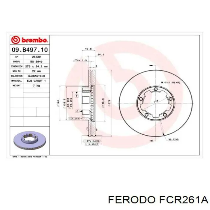 Купить FCR261A Ferodo Ротор тормозной