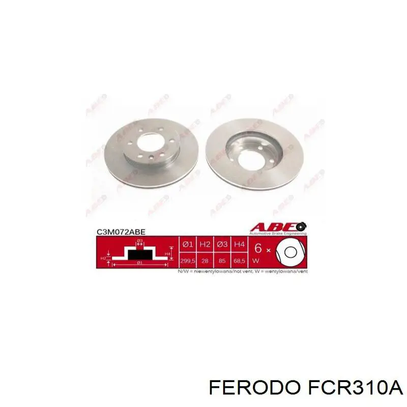 Тормоз дисковый передний Ferodo FCR310A цена, от 55.29 USD