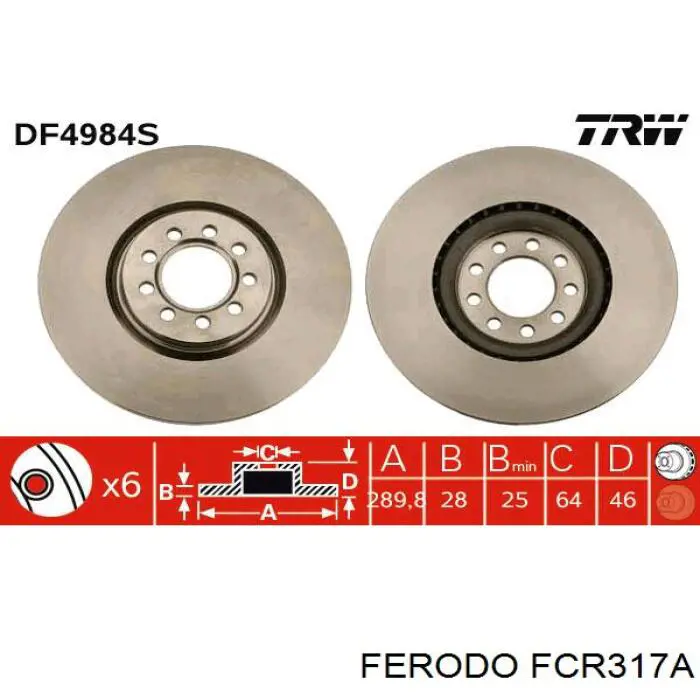 FCR317A Ferodo диск тормозной передний