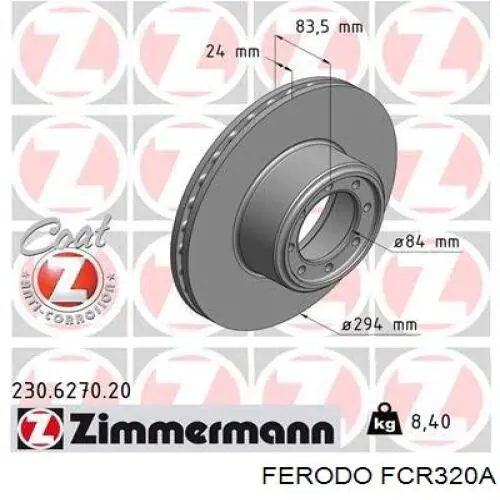 FCR320A Ferodo диск тормозной задний