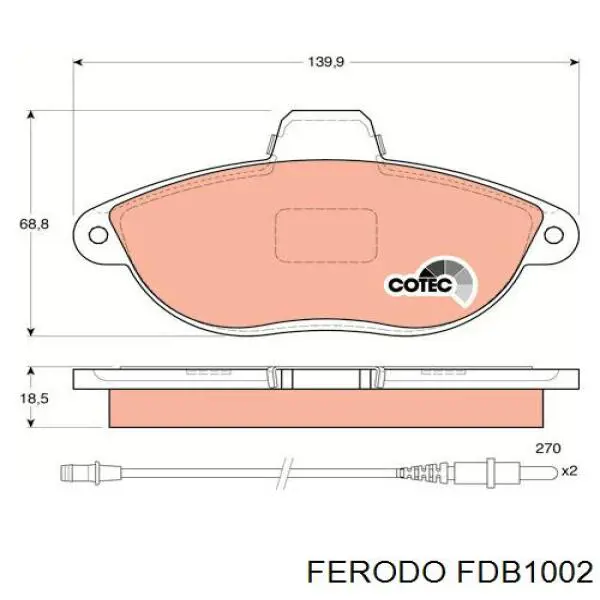 Передние тормозные колодки FDB1002 Ferodo