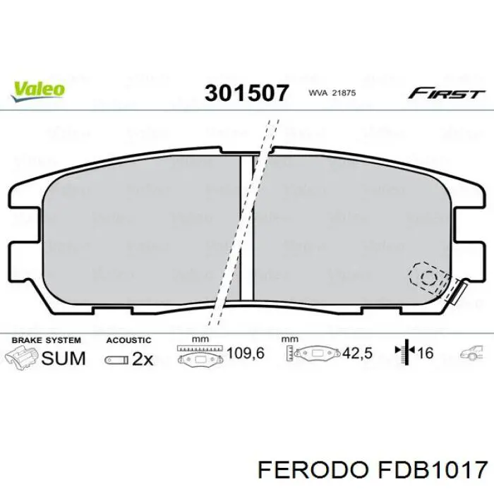 FDB1017 Ferodo колодки тормозные задние дисковые