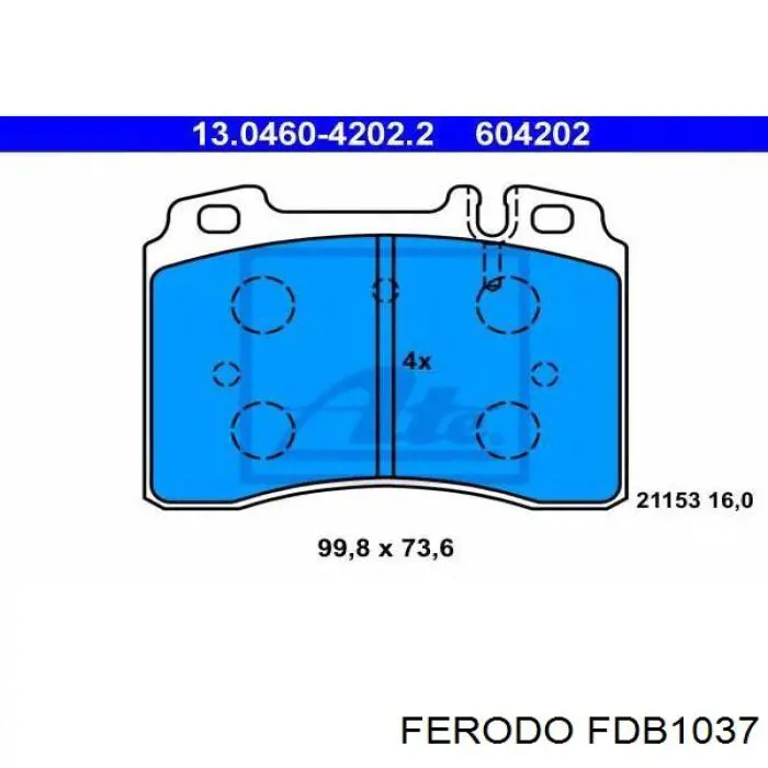 Pastillas de freno delanteras FDB1037 Ferodo