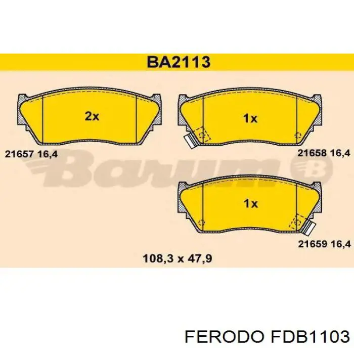 Pastillas de freno delanteras FDB1103 Ferodo
