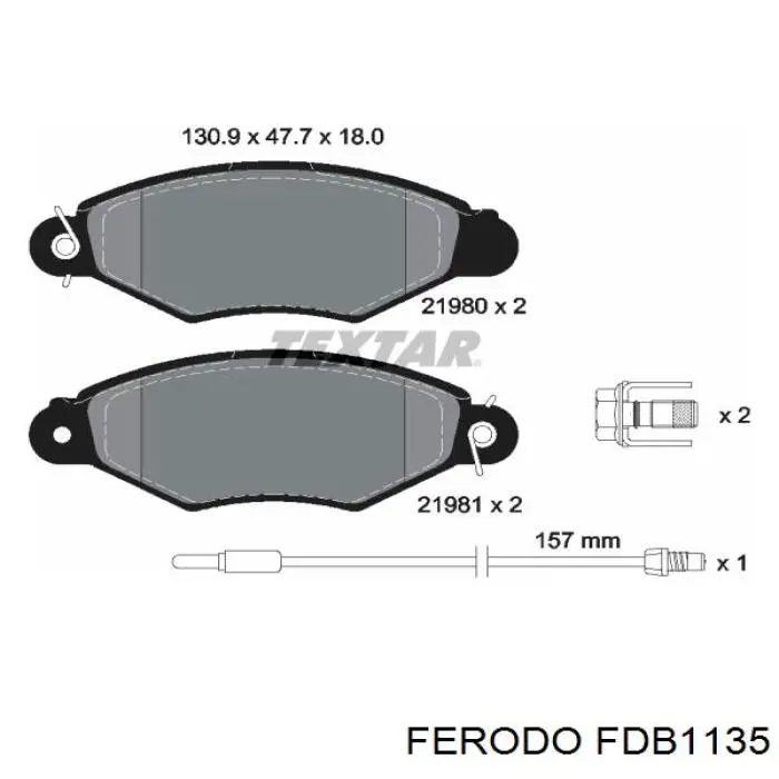 Pastillas de freno delanteras FDB1135 Ferodo