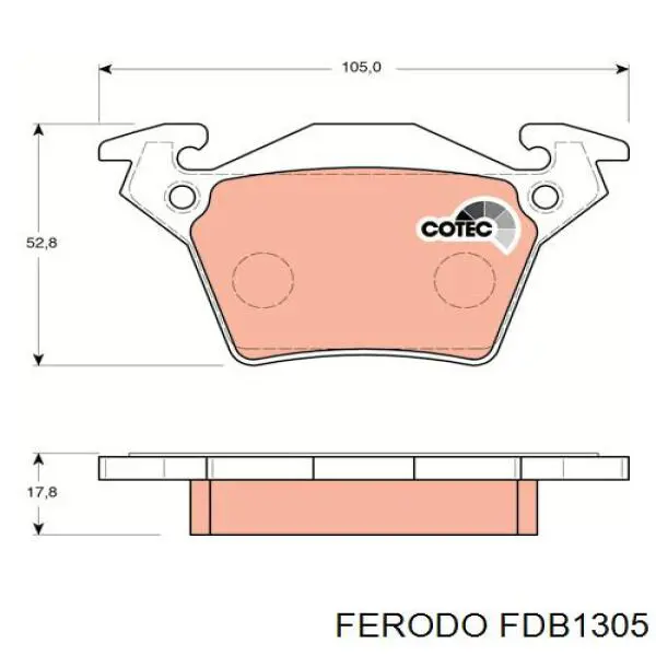 Задние тормозные колодки FDB1305 Ferodo