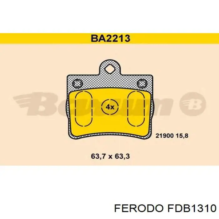Купить FDB1310 Ferodo Колодки тормозные задние, дисковые
