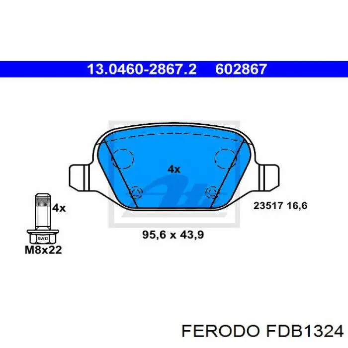 Колодки дисковые  Ferodo FDB1324 цена, от 22.59 USD