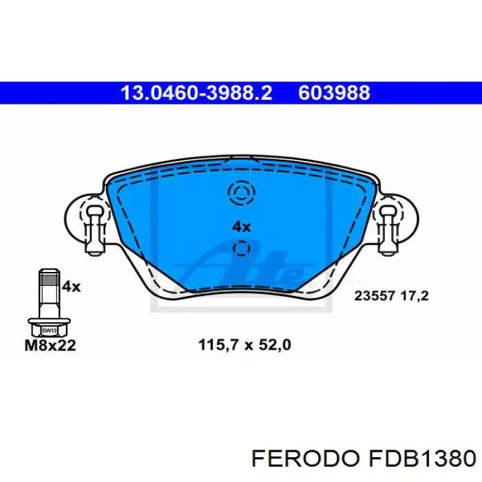 Колодки дисковые  Ferodo FDB1380 цена, от 26.25 USD