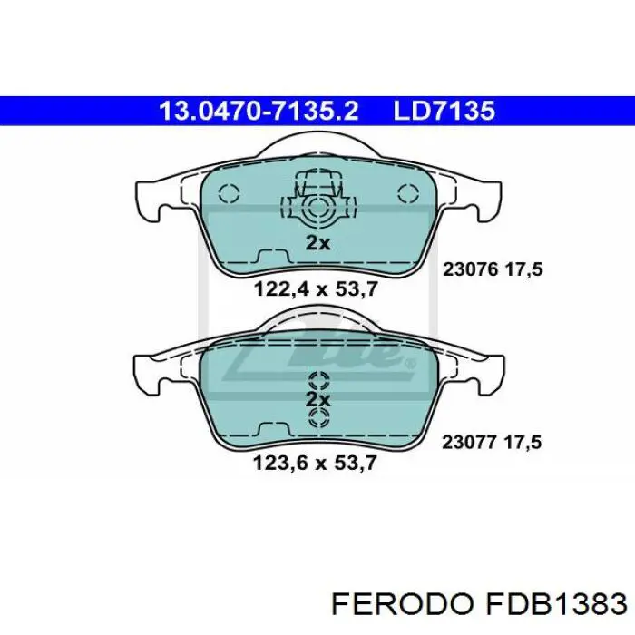 Колодки дисковые  Ferodo FDB1383 цена, от 37.62 USD