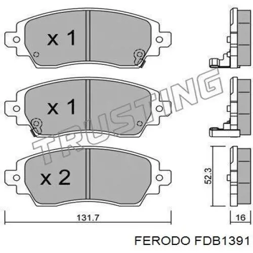 Передние тормозные колодки FDB1391 Ferodo