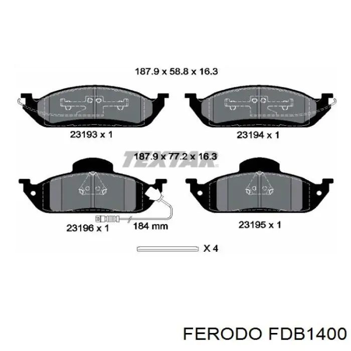 Колодки Ferodo FDB1400 цена, от 29.11 USD