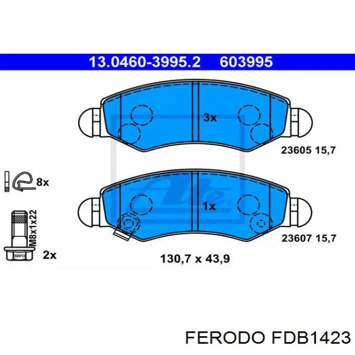 Pastillas de freno delanteras FDB1423 Ferodo