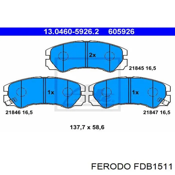 Pastillas de freno delanteras FDB1511 Ferodo