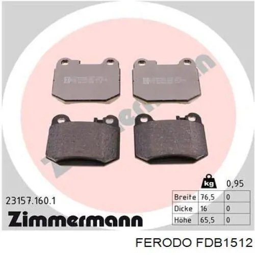 Купить FDB1512 Ferodo Колодки тормозные задние, дисковые