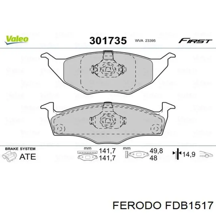 Pastillas de freno delanteras FDB1517 Ferodo