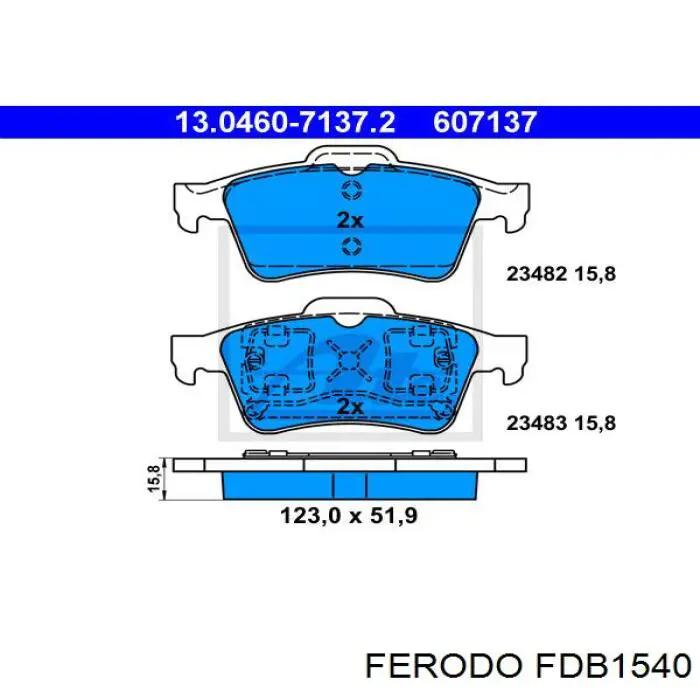 Купить FDB1540 Ferodo Колодки тормозные задние, дисковые