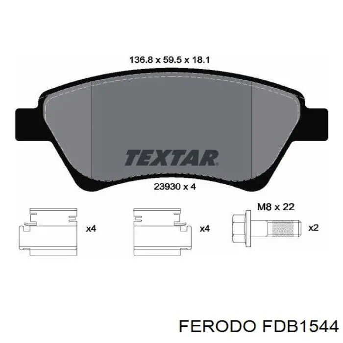 Передние тормозные колодки FDB1544 Ferodo