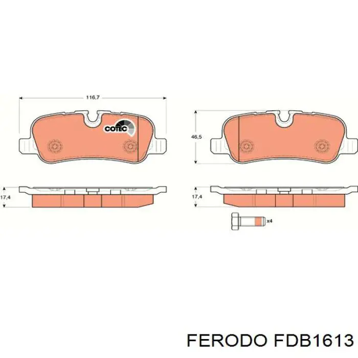 Колодки дисковые  Ferodo FDB1613 цена, от 33.32 USD