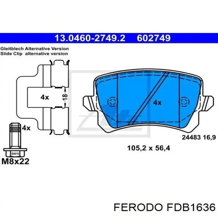 Купить FDB1636 Ferodo Колодки тормозные задние, дисковые