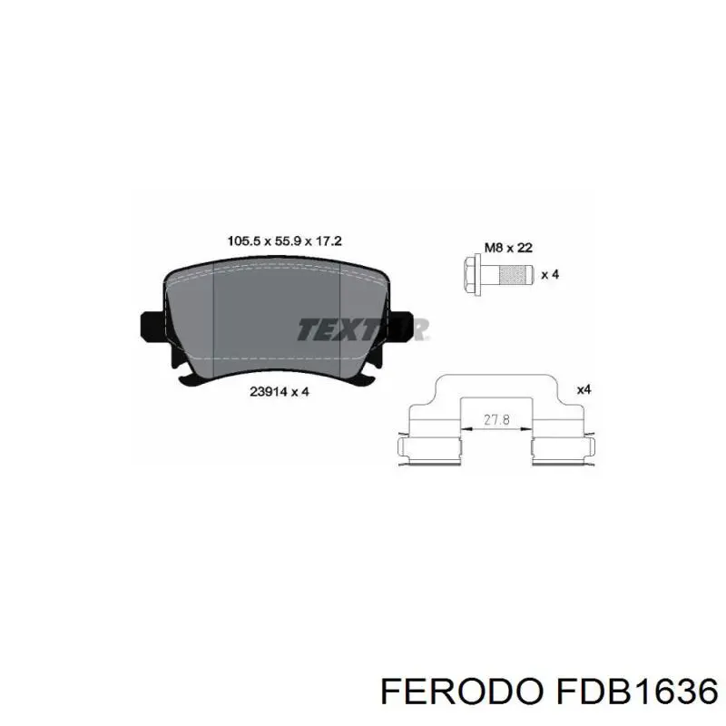 Задние дисковые колодки Ferodo FDB1636