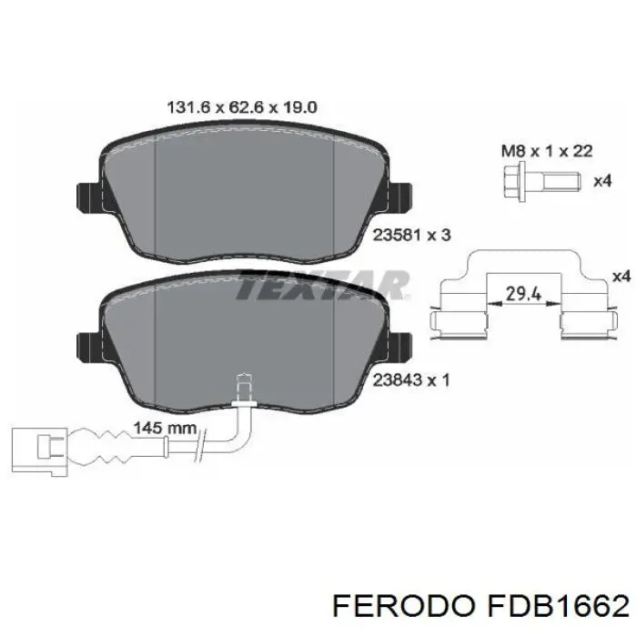 Pastillas de freno delanteras FDB1662 Ferodo