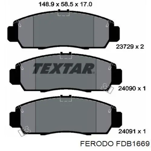 Колодки Ferodo FDB1669 цена, от 29.94 USD
