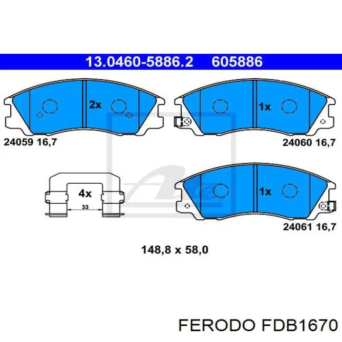Pastillas de freno delanteras FDB1670 Ferodo