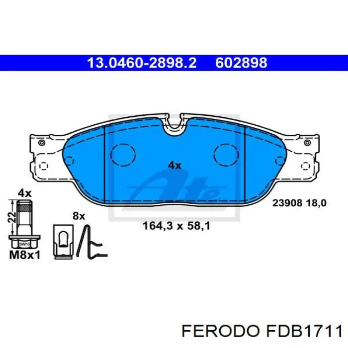 FDB1711 Ferodo передние тормозные колодки