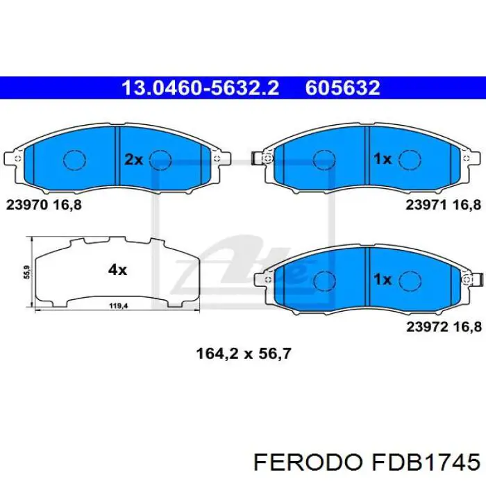 Передние тормозные колодки FDB1745 Ferodo