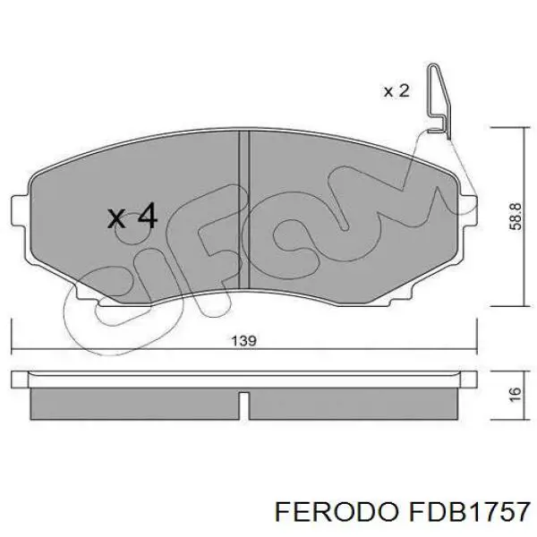 Передние тормозные колодки FDB1757 Ferodo