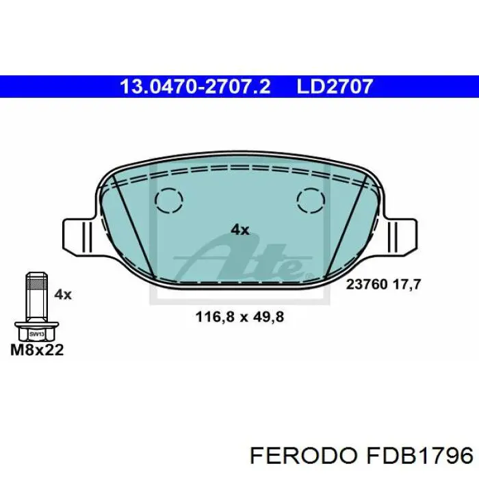 Задние дисковые колодки Ferodo FDB1796
