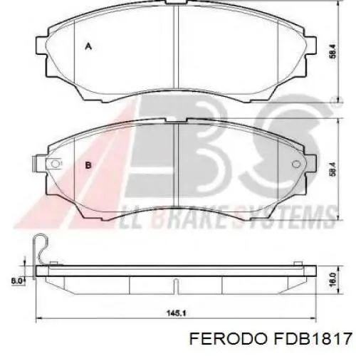 Передние тормозные колодки FDB1817 Ferodo