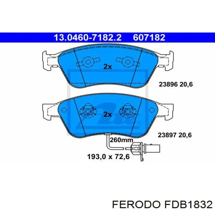 Передние тормозные колодки FDB1832 Ferodo