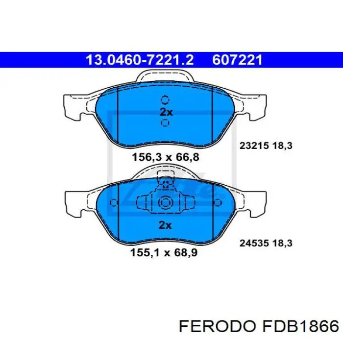 Колодки тормозные передние дисковые Ferodo FDB1866