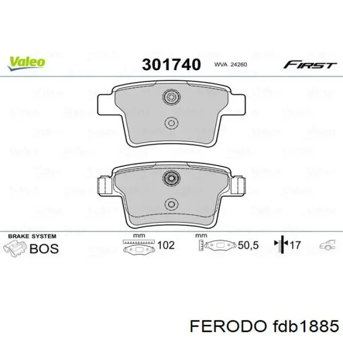 Колодки тормозные задние дисковые Ferodo FDB1885