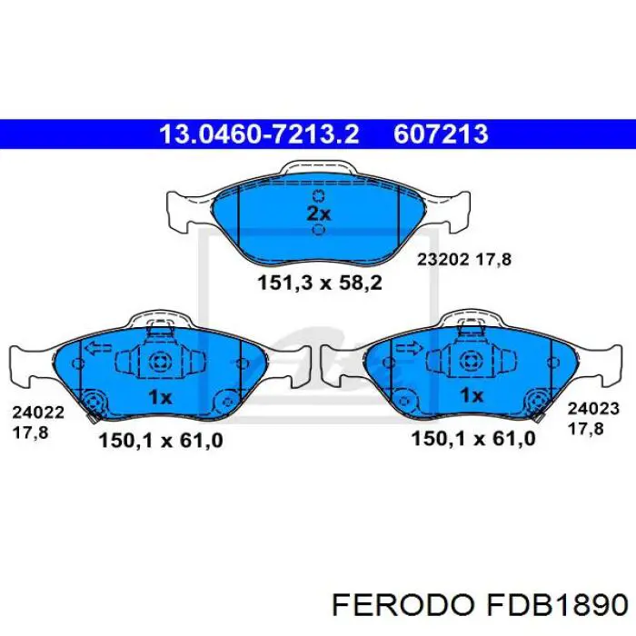 Колодки тормозные передние дисковые Ferodo FDB1890