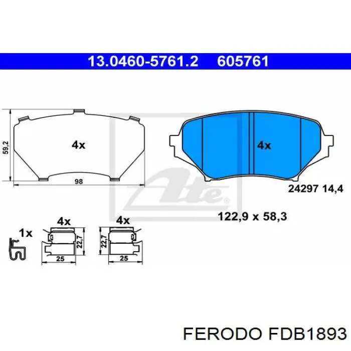 Pastillas de freno delanteras FDB1893 Ferodo