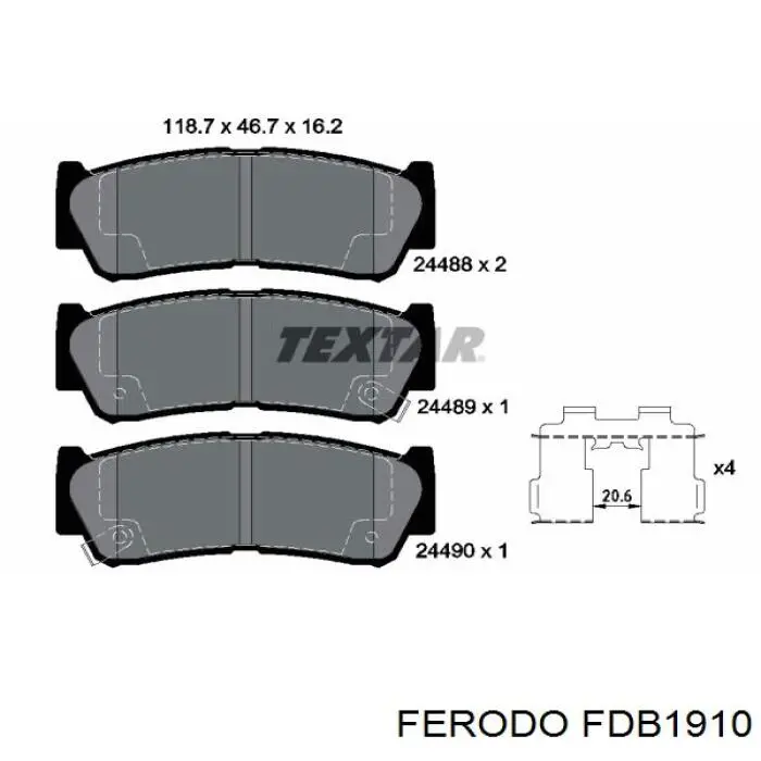 Задние дисковые колодки Ferodo FDB1910