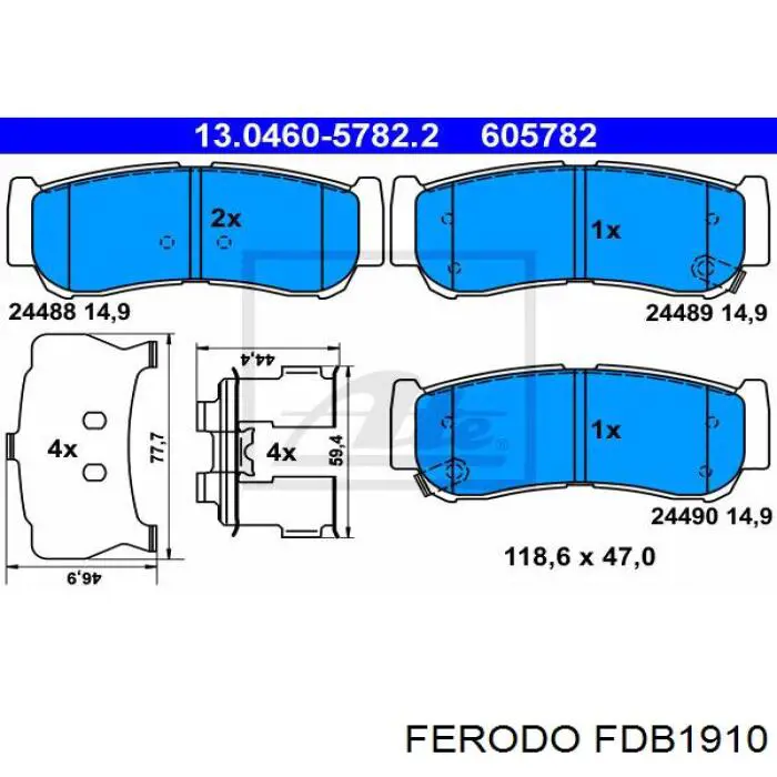 FDB1910 Ferodo Колодки тормозные дисковые комплект