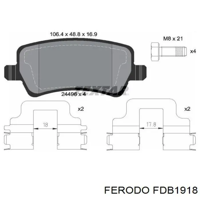 Колодки дисковые  Ferodo FDB1918 цена, от 29.71 USD